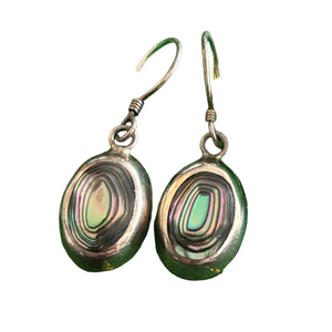 Vintage Mexican Sterling Silver Abalone Drop Earrings